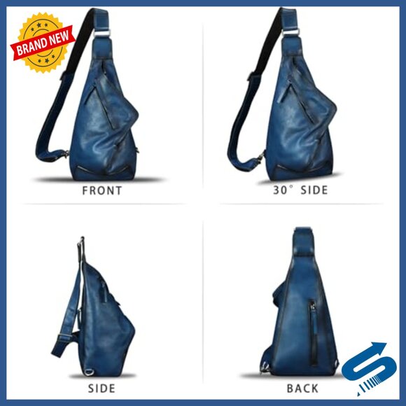 Genuine Leather Sling Backpack Crossbody Bag Unisex 17.5x11x35cm main image 3